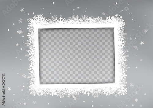 Christmas white photo frame winter snowfall