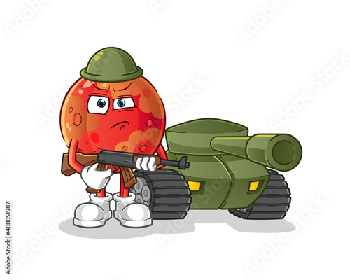 mars soldier with tank character. cartoon mascot vector
