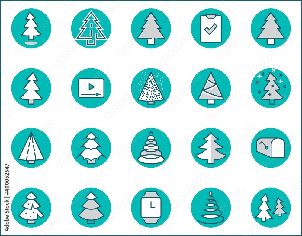 Christmas Tree thin line icon set. Stylized linear icons of artificial snow, spruce, present box fir. Editable Stroke. 32x32 Pixel Perfect Christmas Tree thin line icon set. Stylized linear icons of artificial snow, spruce, present box fir. Editable Stroke. 32x32 Pixel Perfect