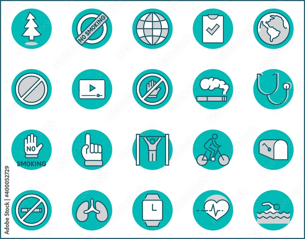 International No Tobacco Day Set Line Vector Icons. Contains such Icons as Lungs, Cigars, Cigarettes, Smoking, Globe, smoking Cessation and more. Editable Stroke 32x32 Pixels International No Tobacco Day Set Line Vector Icons. Contains such Icons as Lungs, Cigars, Cigarettes, Smoking, Globe, smoking Cessation and more. Editable Stroke 32x32 Pixels