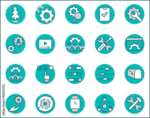Set of Settings and Setup Vector Line Icons. Contains such Icons as Gear, Setting, Control, Iinstall, Options, Service, and more. Editable Stroke. 32x32 Pixels.