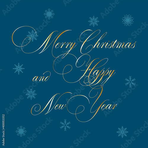 Christmas background from snowflakes. Text Merry Christmas and Happy New Year. Winter applications. Vector illustration on isolated background Snowflake and text for banner, postcard, flyer, Christmas