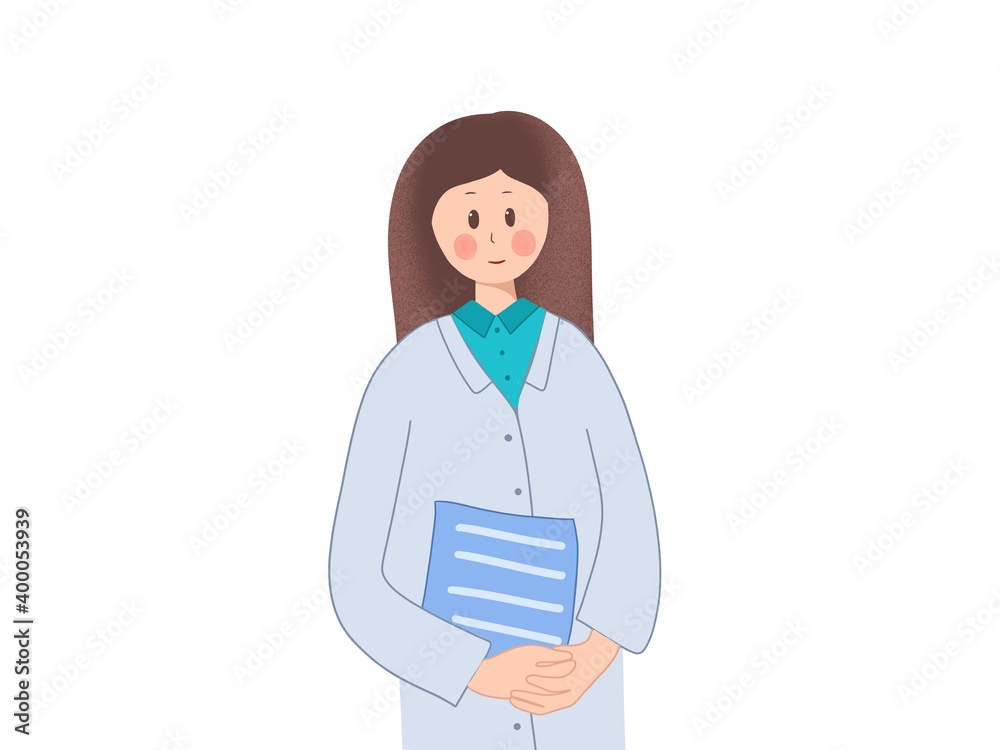 woman doctor with folder cartoon flat illustration woman doctor with folder cartoon flat illustration