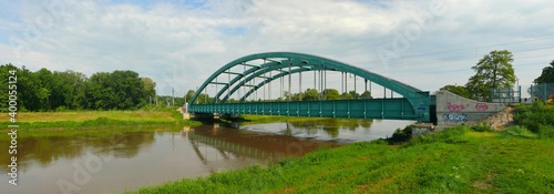 Railway bridge over the river Dyje, Breclav, Czech Republic. photo