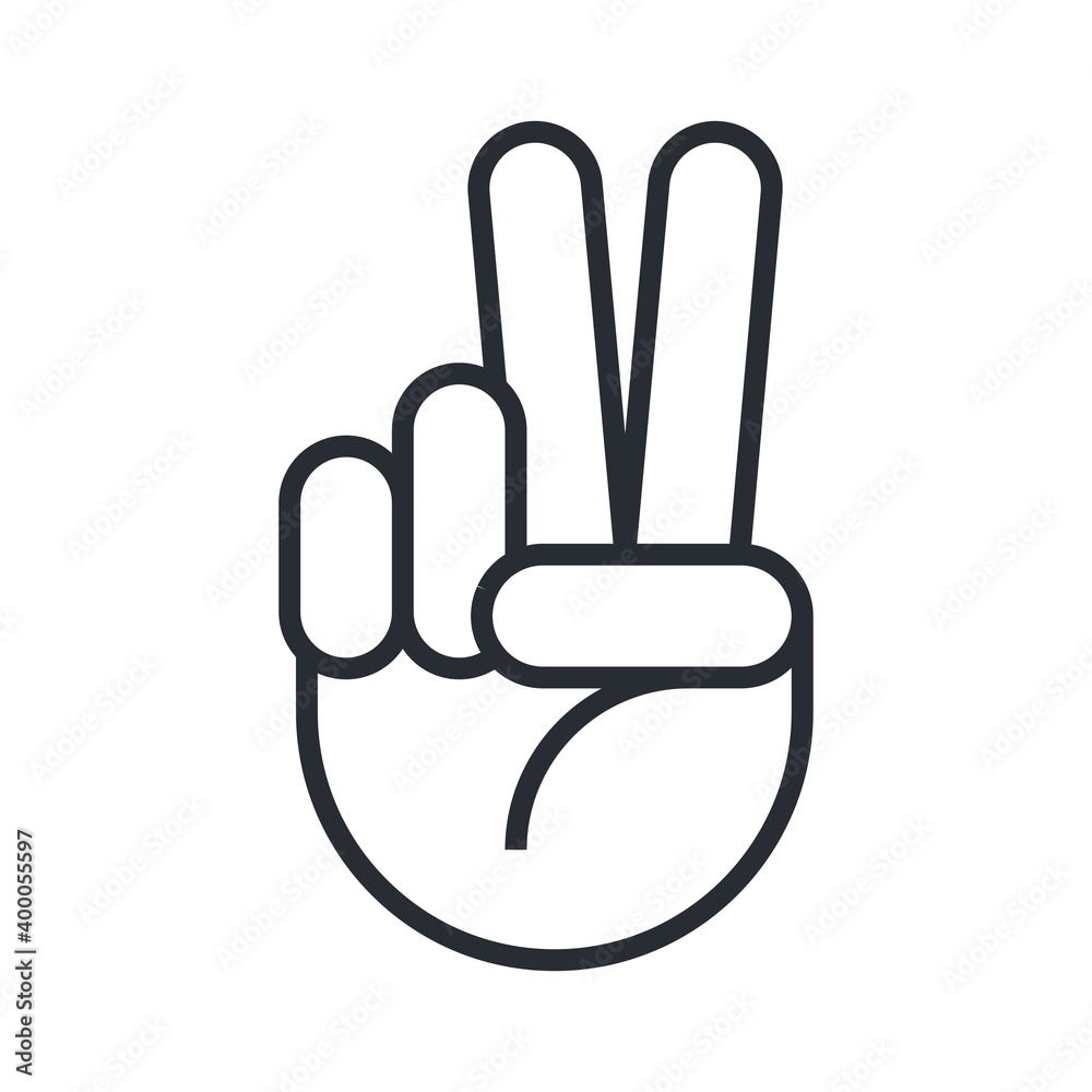 Hand gesture peace sign. Flat icon illustration. Hand gesture peace sign. Flat icon illustration.