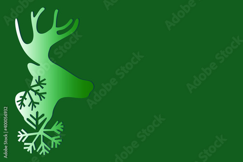 New Year s deer. Deer silhouetted on a green background with empty space for text. Christmas card