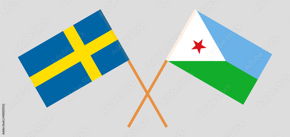 Crossed flags of Sweden and Djibouti