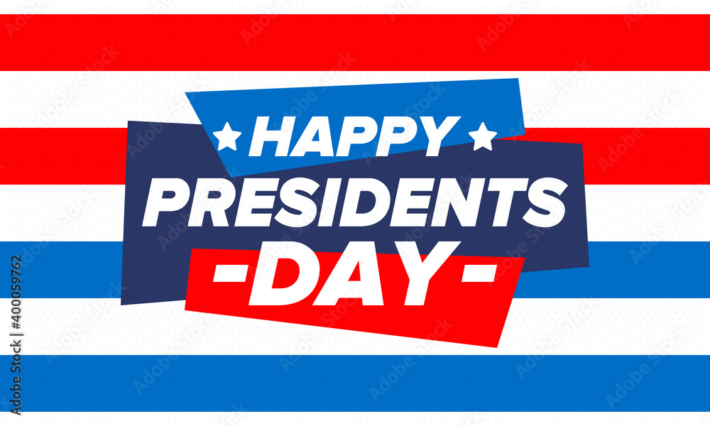 Happy Presidents day in United States. Washington's Birthday. Federal holiday in America. Celebrated in February. Patriotic american elements. Poster, banner and background. Vector illustration Happy Presidents day in United States. Washington's Birthday. Federal holiday in America. Celebrated in February. Patriotic american elements. Poster, banner and background. Vector illustration