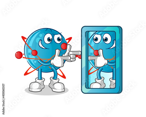 atom fighting cartoon. cartoon mascot vector