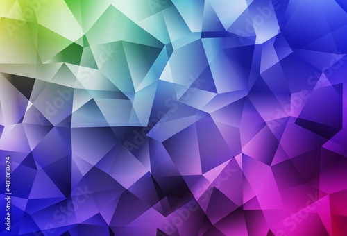 Light Multicolor vector shining triangular background.