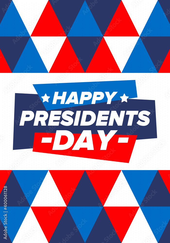 Happy Presidents day in United States. Washington's Birthday. Federal holiday in America. Celebrated in February. Patriotic american elements. Poster, banner and background. Vector illustration Happy Presidents day in United States. Washington's Birthday. Federal holiday in America. Celebrated in February. Patriotic american elements. Poster, banner and background. Vector illustration
