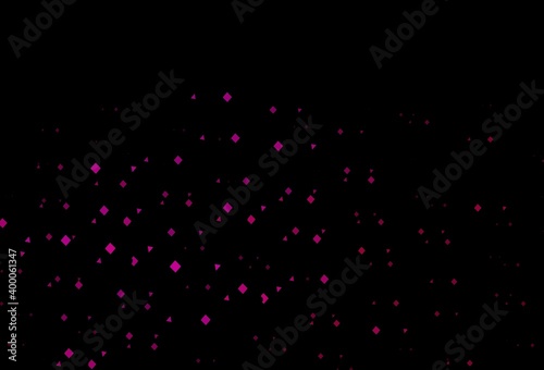 Dark pink vector backdrop with lines, circles, rhombus.