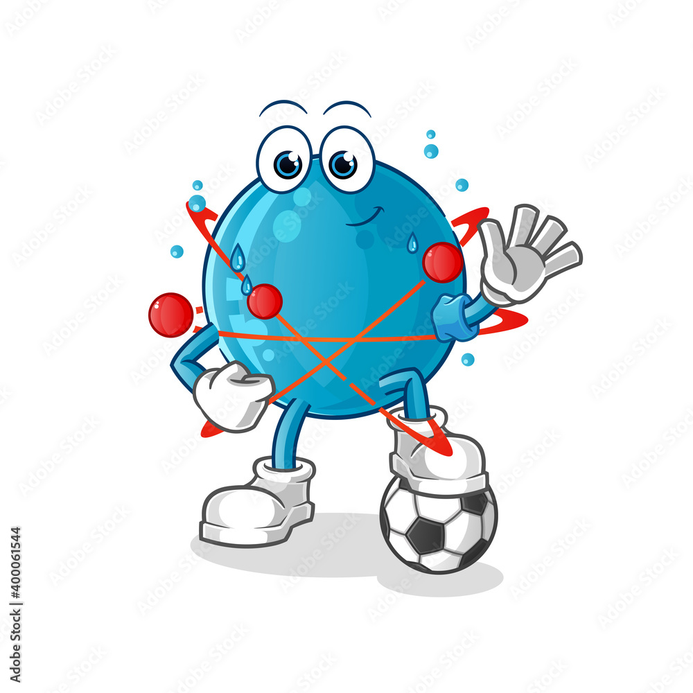atom playing soccer illustration. character vector atom playing soccer illustration. character vector