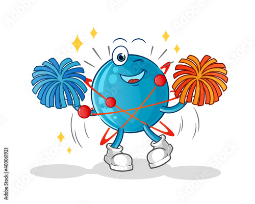 atom cheerleader cartoon. cartoon mascot vector