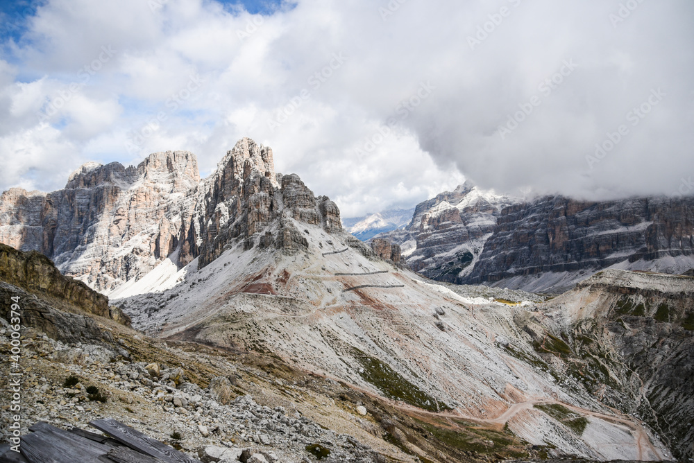 Dolomites mountain tops in Italy.