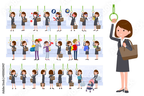 flat type business women_on the train Standing
