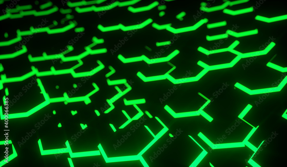 Abstract hbackground hexagonal with tilt shift blur - Green