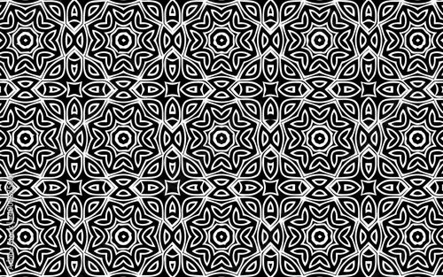 Stylish black white geometric pattern in oriental folk traditions.Vector graphics for design and decor, wallpapers, business cards, textiles and coloring books.