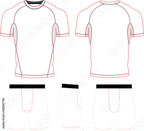 Sublimated Short Sleeve Compression Top and Shorts Templates illustration vectors 