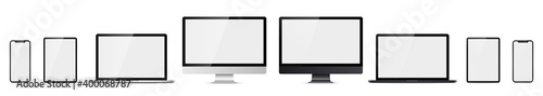 Computer, laptop, tablet, phone, smartphone set . Vector illustration