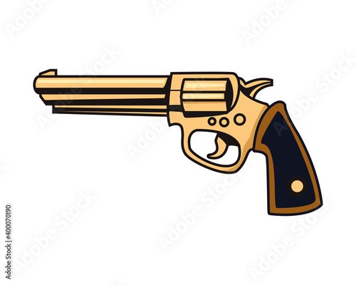 golden gun weapon isolated icon