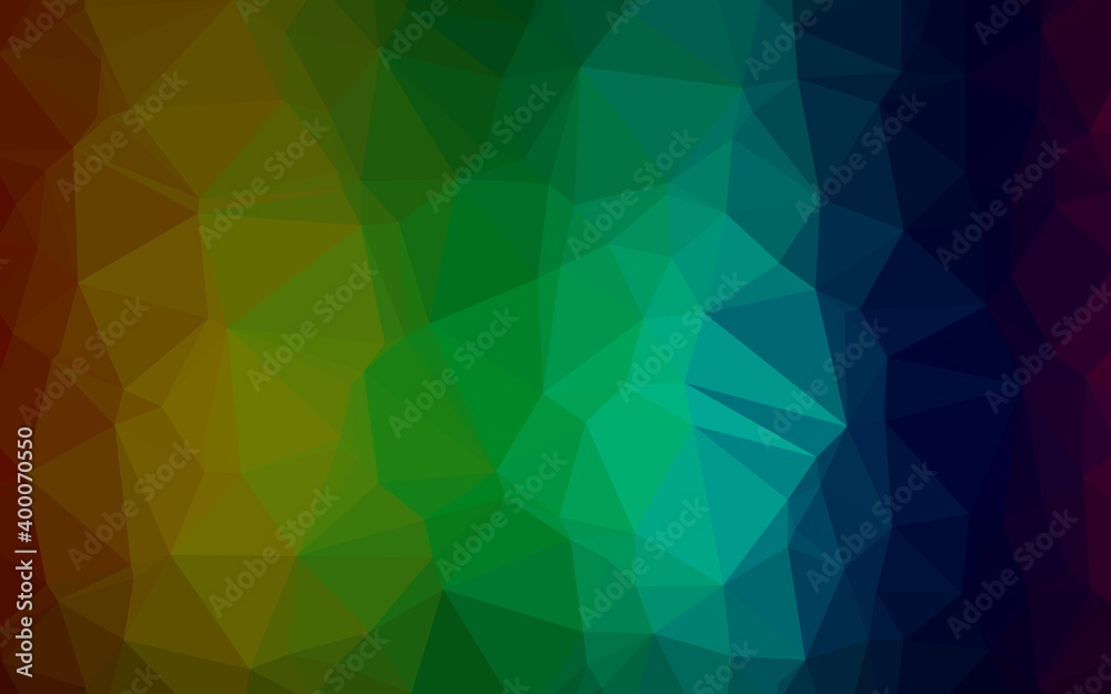 Fototapeta premium Dark Multicolor, Rainbow vector shining triangular template.