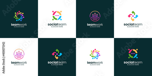 Collection of successful people group logo design. Creative symbol for team business.