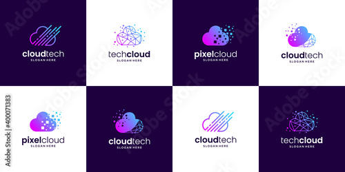 Set of cloud data technology logo design
