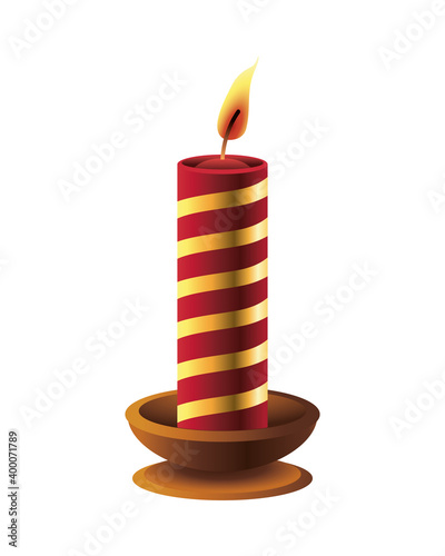 happy merry christmas red and golden stripes candle wax icon
