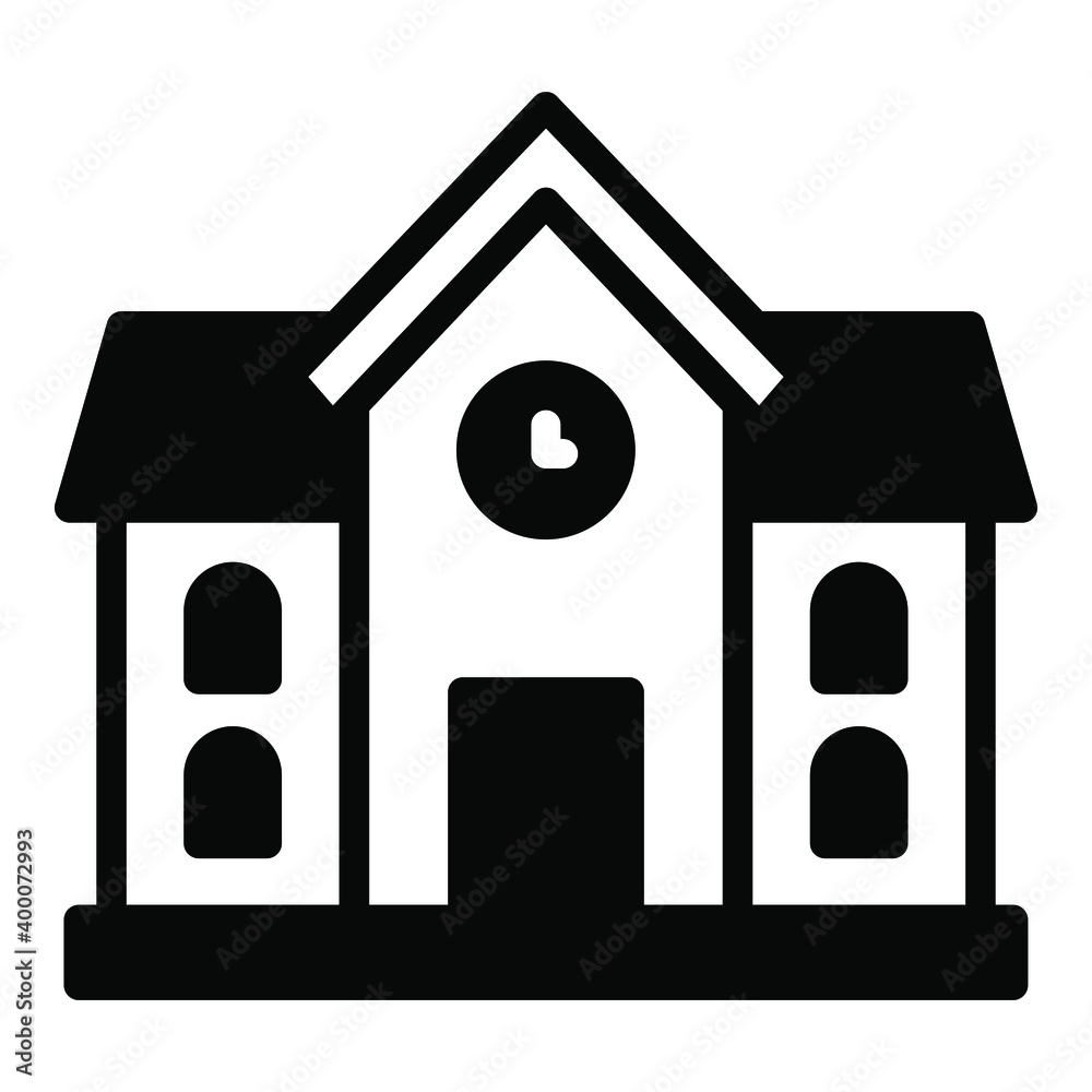 school building glyph icon, school and education icon school building glyph icon, school and education icon