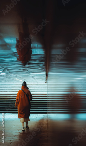 Alone girl in transition ( underground )