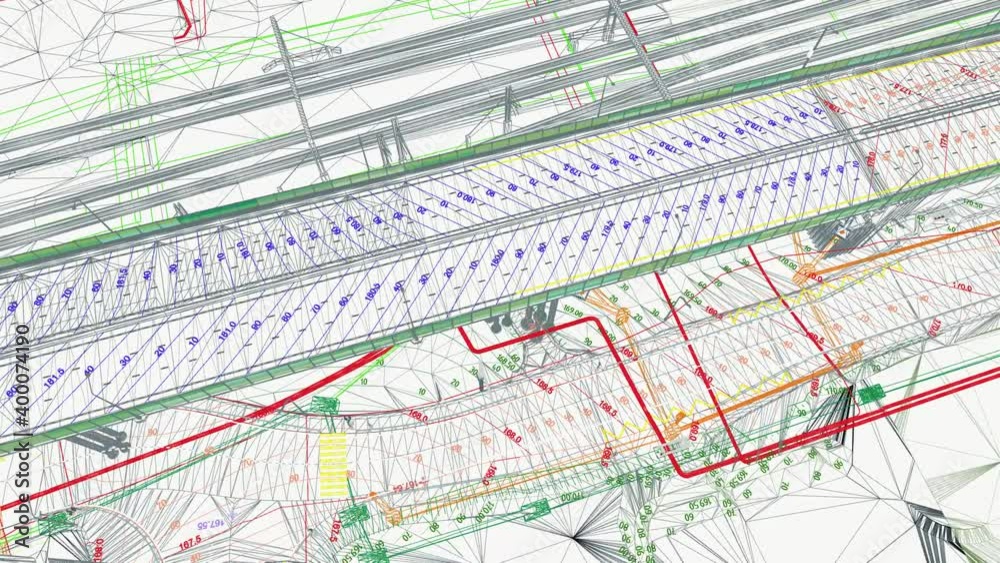 The BIM model of the object of transportation infrastructure of wireframe view	