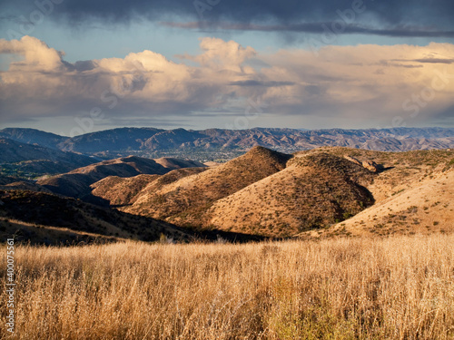 Golden mountain hillsides w...