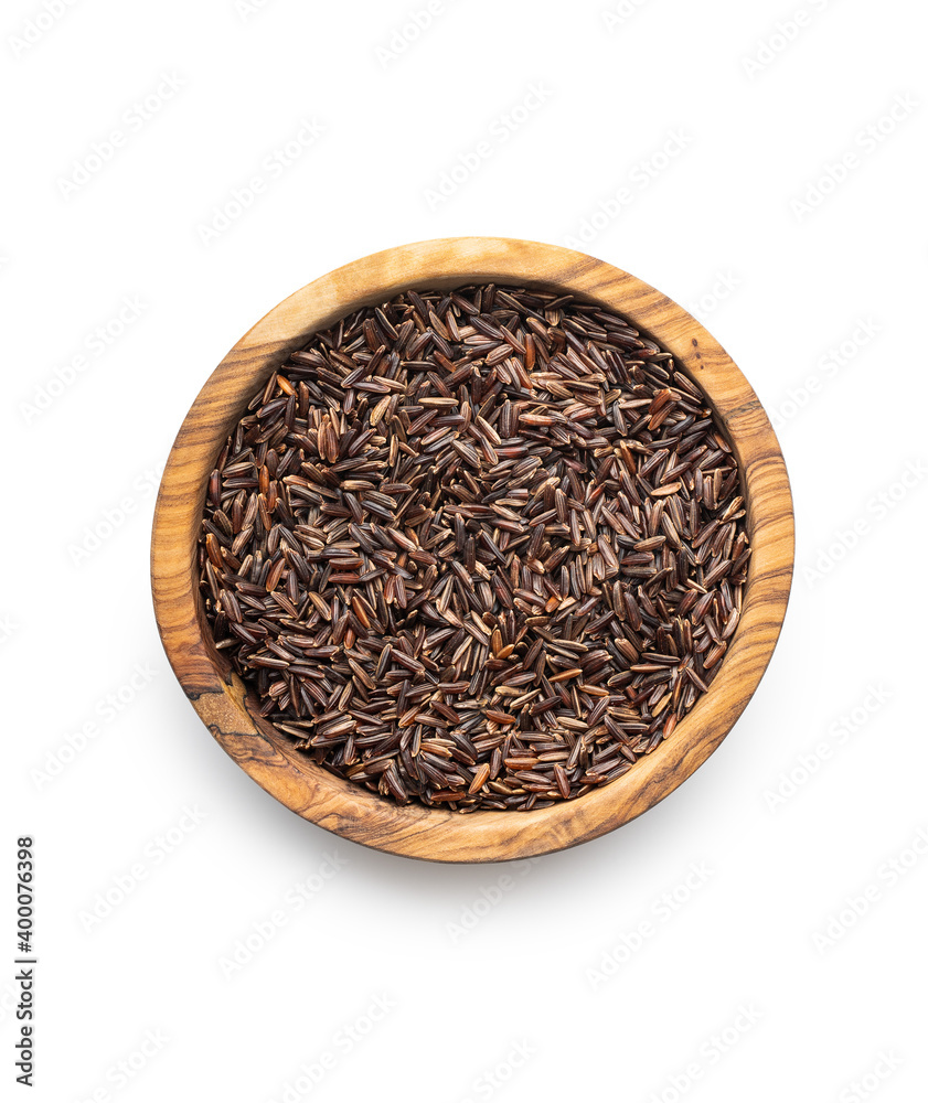 Uncooked red rice. Raw wild rice. Uncooked red rice. Raw wild rice.