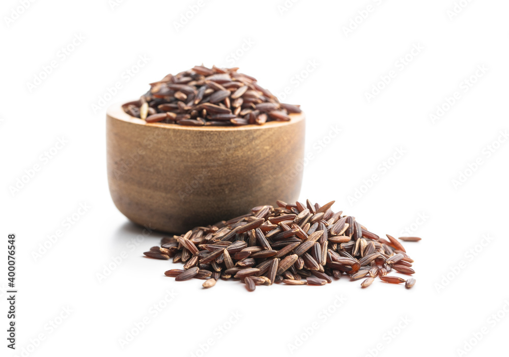 Uncooked red rice. Raw wild rice. Uncooked red rice. Raw wild rice.