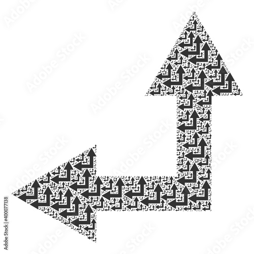 Recursion mosaic of bifurcation arrow left up. Flat vector bifurcation arrow left up mosaic is composed of random recursive bifurcation arrow left up icons.