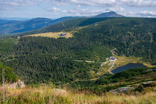 Fototapeta Naklejka Na Ścianę i Meble -  View at lake Maly Staw in Giant Mountains, Poland