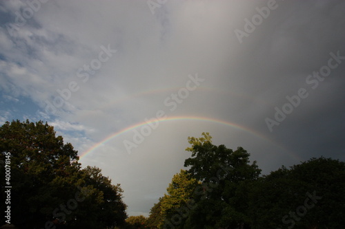 full rainbow across the sky
