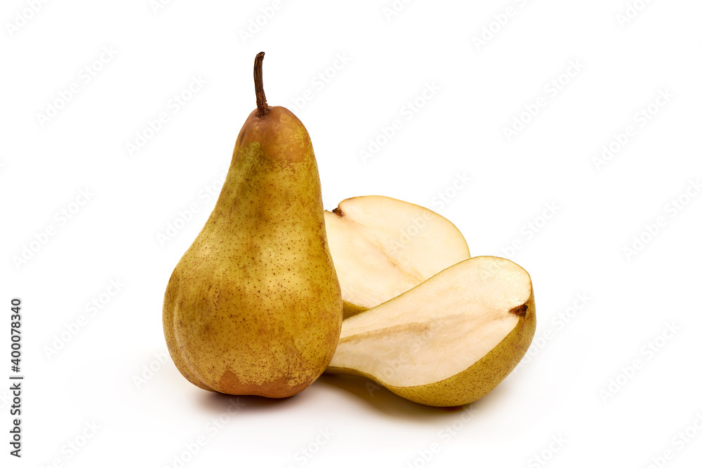 Fresh pears, close-up, isolated on white background Fresh pears, close-up, isolated on white background