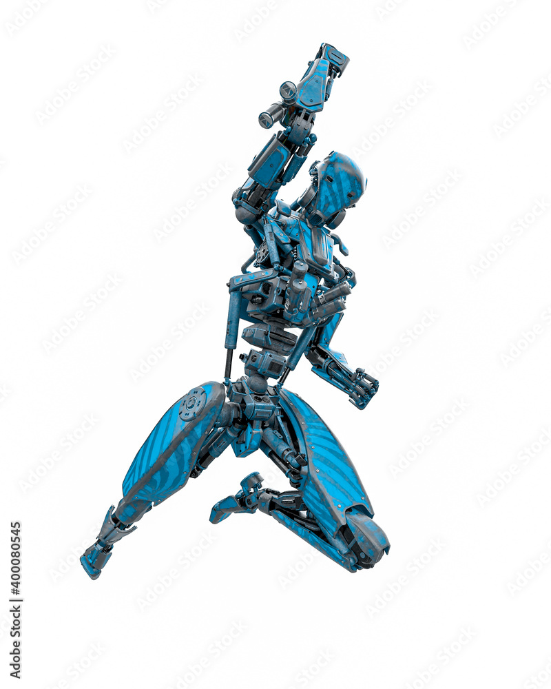 soldier robot doing a super jump punch Stock Illustration | Adobe Stock