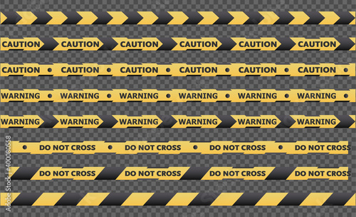 Caution warning tape sets must be careful for construction and crime. photo