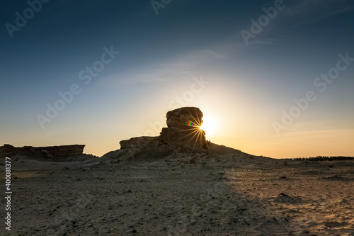 Beautiful Sunset Desert landscape near Al Sarar Saudi Arabia.