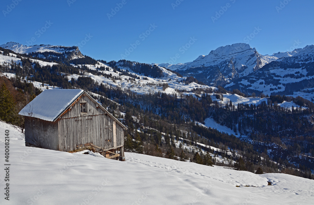 Winterlandschaft auf dem Vorder Oberberg ob Illgau, Kanton Schwyz