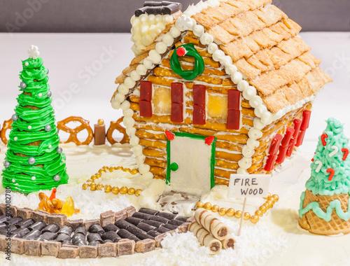 Gingerbread Log Cabin