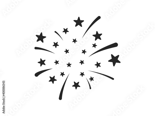 Fireworks are monochrome and festive. Christmas decorative element. Vector isolated background.