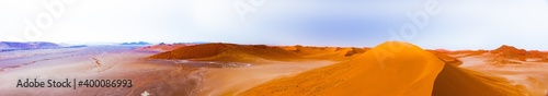 Pano view from top of a dune in Namib Naukluft Park - Sesiem - Sossusvlei