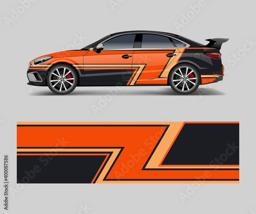 Car wrap decal design vector. Graphic abstract racing designs for vehicle    race  adventure template design vector