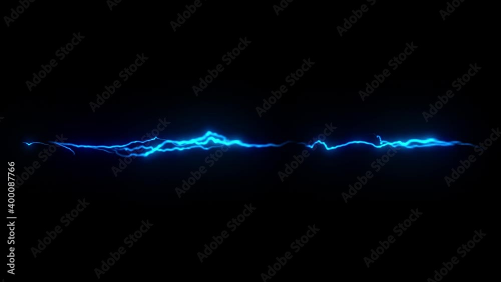 Blue Glowing Lightning Thunderbolt Graphic Element Loop Overlay