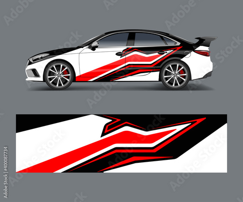 Car wrap decal design vector. Graphic abstract racing designs for vehicle    race  adventure template design vector