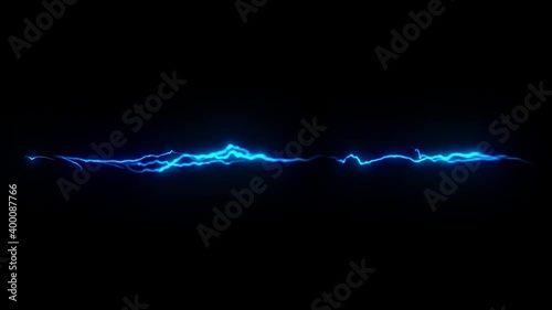 Blue Glowing Lightning Thunderbolt Graphic Element Loop Overlay